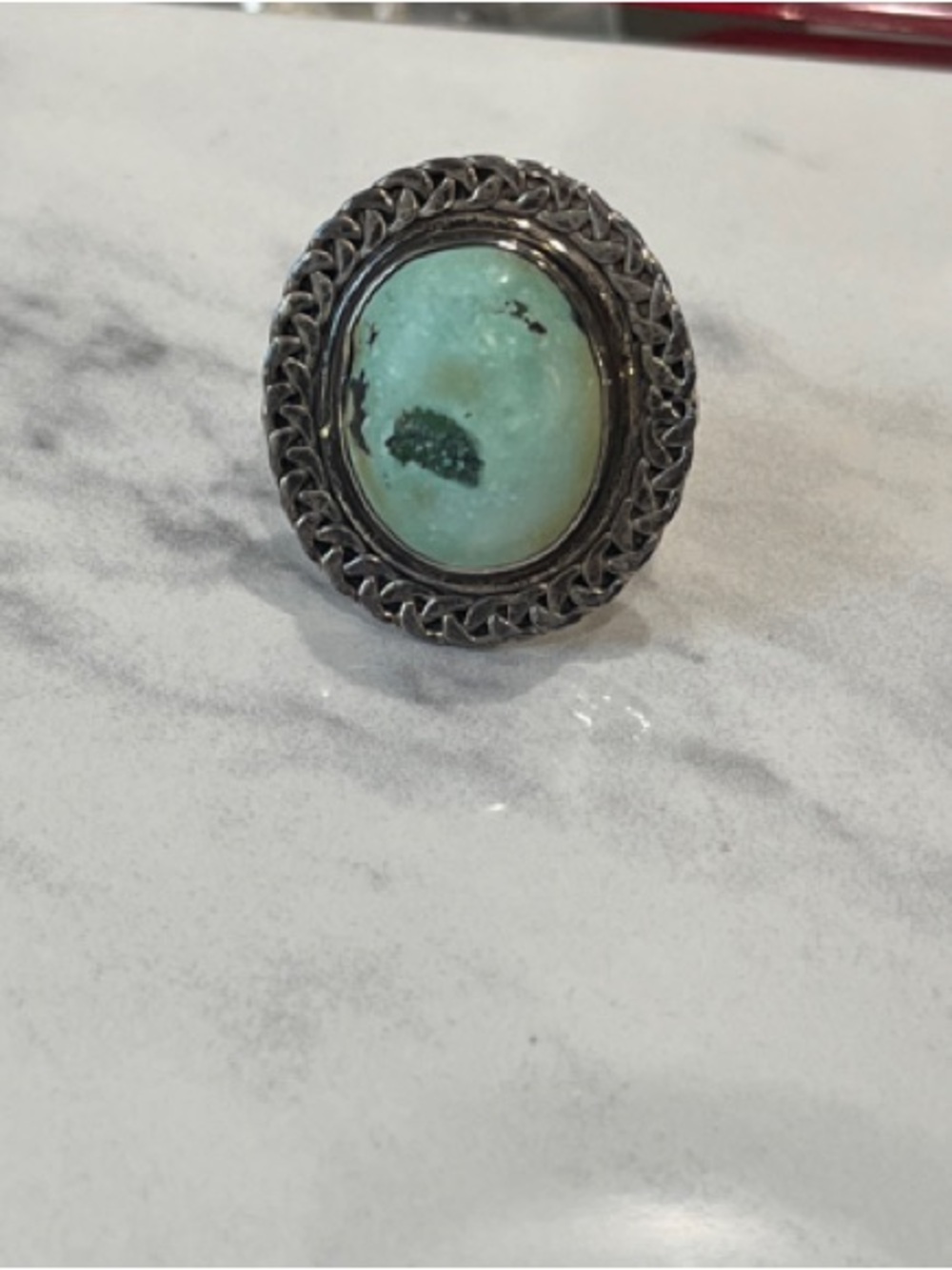 Sterling Silver Turquoise Oval Statement Ring size 9